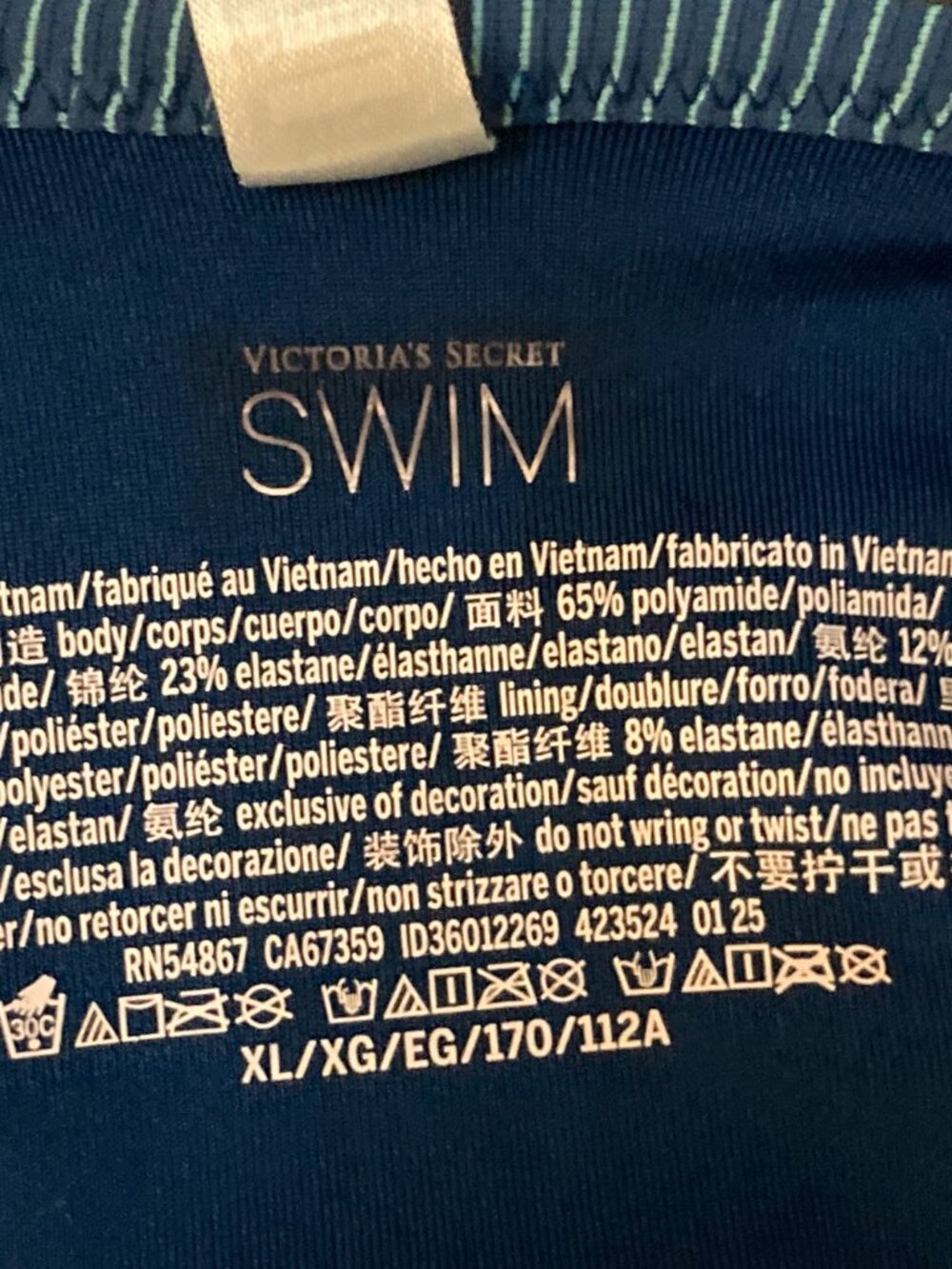 Victoria's Secret Women's Blue Halter One-Piece Swimsuit - Zip Chest - Size XL - Picture 3 of 6